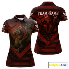 Load image into Gallery viewer, Custom Red Grunge Dragon Dartboard Dart Polo Shirt For Women Outfit Dart Team Jersey NYN1363
