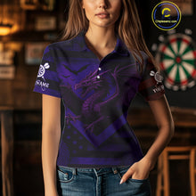 Load image into Gallery viewer, Custom Purple Grunge Dragon Dartboard Dart Polo Shirt For Women Outfit Dart Team Jersey NYN1364