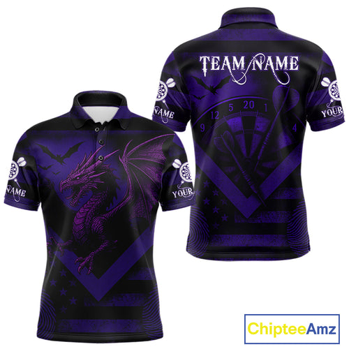 Custom Purple Grunge Dragon Dartboard Dart Polo Shirt For Men Outfit Dart Team Jersey NYN1364