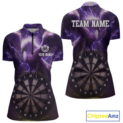 Custom Lightning Purple Eagle Dartboard Women Dart Shirt Outfits Dart Team Jerseys NYN1066