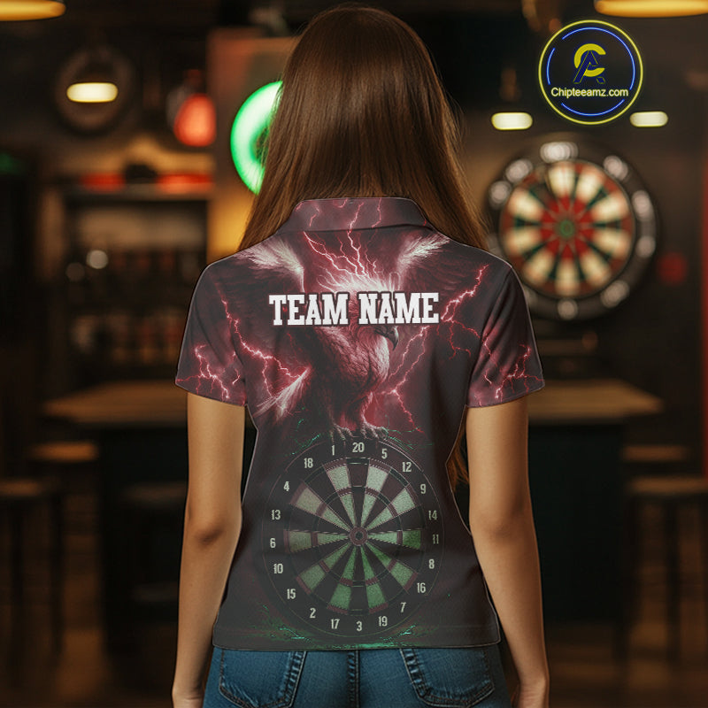 Custom Lightning Red Eagle Dartboard Women Dart Shirt Outfits Dart Team Jerseys NYN1067