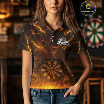 Yellow Custom Lightning Dragon Skull Dart Shirts For Women Outfit Dart Dragon Jerseys NYN1057