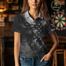 Load image into Gallery viewer, Custom Patriotic Women Darts Shirt Personalized US Flag Dart Arrows, Grey Outfits Dart Jerseys NYN1163