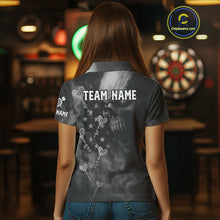 Load image into Gallery viewer, Custom Patriotic Women Darts Shirt Personalized US Flag Dart Arrows, Grey Outfits Dart Jerseys NYN1163