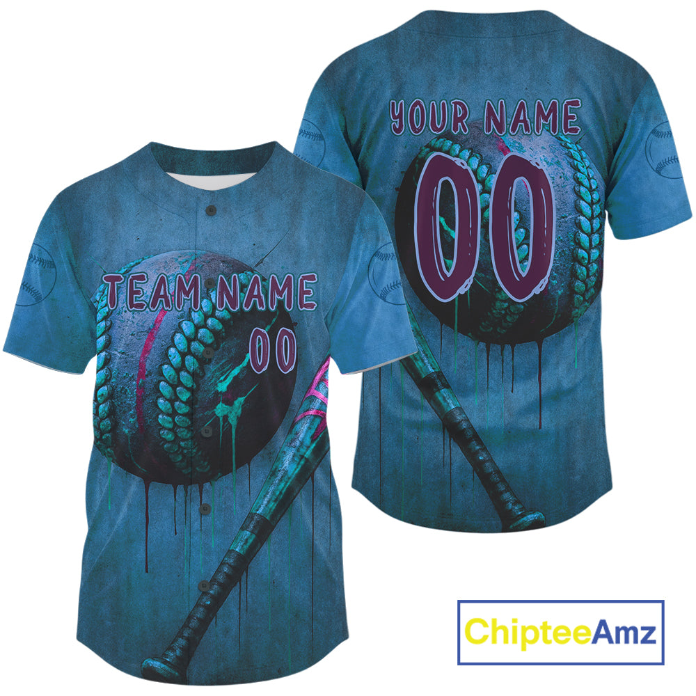 Custom Blue Grunge Baseball Ball Jersey For Men Youth Baseball Jerseys, Baseball Gifts NYN0923