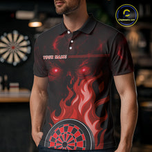 Load image into Gallery viewer, Custom Black And Red Flames Skull Dartboard Polo Dart Shirt For Men Outfit Dart Team Jerseys NYN0926