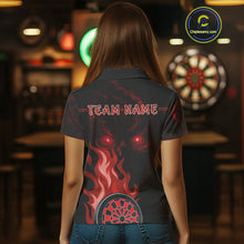 Load image into Gallery viewer, Custom Black And Red Flames Skull Dartboard Polo Dart Shirt For Women Outfit Dart Team Jerseys NYN0926