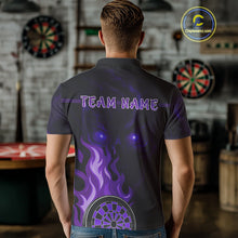 Load image into Gallery viewer, Custom Black And Purple Flames Skull Dartboard Polo Dart Shirt For Men Outfit Dart Team Jerseys NYN0927