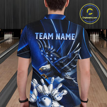 Load image into Gallery viewer, Blue Galaxy Eagle Bowling Shirt For Men Custom Polo Quarter-Zip Bowling Team Jersey NYN3680