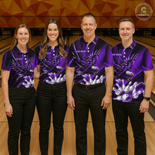 Load image into Gallery viewer, Purple Galaxy Eagle Bowling Shirt For Men Custom Polo Quarter-Zip Bowling Team Jersey NYN3681