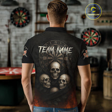Load image into Gallery viewer, Custom Flames Grunge Roses Black Skull Dart Men Polo Shirt Outfits Dart Jerseys NYN1559
