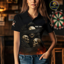 Load image into Gallery viewer, Custom Flames Grunge Roses Black Skull Dart Women Polo Shirt Outfits Dart Jerseys NYN1559