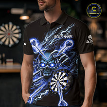 Load image into Gallery viewer, Personalized Blue Skeleton Thunder Lightning Men Dart Polo Shirts Skull Dart Jerseys NYN2120