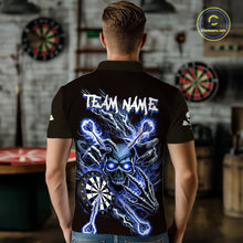 Load image into Gallery viewer, Personalized Blue Skeleton Thunder Lightning Men Dart Polo Shirts Skull Dart Jerseys NYN2120