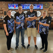 Load image into Gallery viewer, Personalized Blue Skeleton Thunder Lightning Men Dart Polo Shirts Skull Dart Jerseys NYN2120
