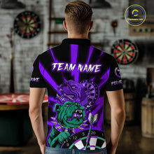 Load image into Gallery viewer, Custom Purple Neon Fierce Bulldog Thunder Men Darts Polo Shirt Funny Dart League Jerseys NYN2126