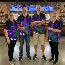 Load image into Gallery viewer, Custom Purple Neon Fierce Bulldog Thunder Men Darts Quarter- Zip Shirt Funny Dart League Jerseys NYN2126