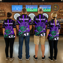 Load image into Gallery viewer, Custom Purple Neon Fierce Bulldog Thunder Men Darts Quarter- Zip Shirt Funny Dart League Jerseys NYN2126
