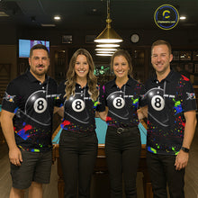Load image into Gallery viewer, Colorful Splatter 8 Ball Pool Women Billiard Polo &amp; 1/4-Zip Shirt Custom Billiards Balls Attire NYN2392