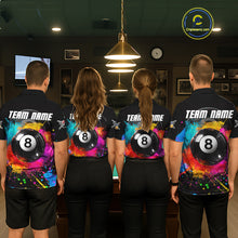 Load image into Gallery viewer, Colorful Splatter 8 Ball Pool Women Billiard Polo &amp; 1/4-Zip Shirt Custom Billiards Balls Attire NYN2392
