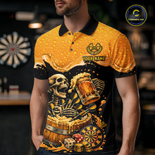 Load image into Gallery viewer, Custom Funny Skeleton Play Dart And Beer Dartboard Men Polo Shirt Personalized Dart Team Jerseys NYN2773