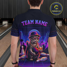 Load image into Gallery viewer, Whisky Cat Funny Bowling Shirts For Men Custom Neon Bowling Polo &amp; Quarter-Zip Jerseys NYN3416