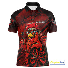 Load image into Gallery viewer, Red Splatter Rooster Darts Polo &amp; 1/4-Zip Shirt For Men Custom Funny Dart Jersey For Darters NYN3005