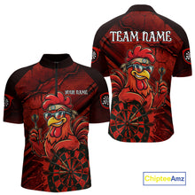Load image into Gallery viewer, Red Splatter Rooster Darts Polo &amp; 1/4-Zip Shirt For Men Custom Funny Dart Jersey For Darters NYN3005