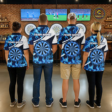 Load image into Gallery viewer, Personalized Blue Flaming Thunder Dartboard Men Darts Polo &amp; 1/4-Zip Shirts Dart Team Jerseys NYN2801