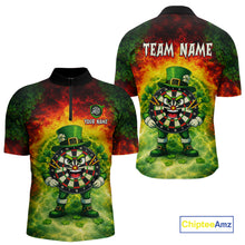 Load image into Gallery viewer, Funny Shamrock Dartboard &amp; Arrow Men Darts Polo Shirt Custom St Patrick's Day Dart League Shirt NYN2650