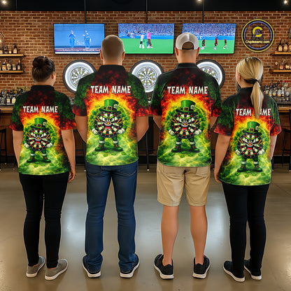 Funny Shamrock Dartboard & Arrow Men Darts Polo Shirt Custom St Patrick's Day Dart League Shirt NYN2650
