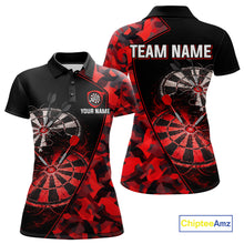 Load image into Gallery viewer, Personalized Camouflage Cracked Black And Red Dartboard Women Polo &amp; 1/4-Zip Shirts Dart Team Jerseys NYN2809