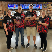 Load image into Gallery viewer, Personalized Camouflage Cracked Black And Red Dartboard Women Polo &amp; 1/4-Zip Shirts Dart Team Jerseys NYN2809
