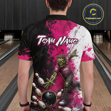 Load image into Gallery viewer, Grunge Black, White And Pink Zombie Men Bowling Shirts Personalized Skull Bowling Team Outfits NYN3188