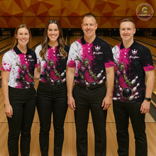 Load image into Gallery viewer, Grunge Black, White And Pink Zombie Men Bowling Shirts Personalized Skull Bowling Team Outfits NYN3188