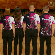 Load image into Gallery viewer, Grunge Black, White And Pink Zombie Men Bowling Shirts Personalized Skull Bowling Team Outfits NYN3188