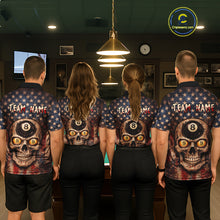 Load image into Gallery viewer, Retro American Flag Skull Pool 8 Ball &amp; 9 Ball Men Billiard Shirt Personalized Balls Billiard Shirts NYN2654