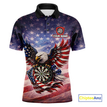 Load image into Gallery viewer, American Flag Eagle Dartboard &amp; Arrow Men Darts Polo Shirt Custom Patriotic Dart Team Shirt NYN2659