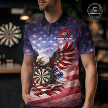 Load image into Gallery viewer, American Flag Eagle Dartboard &amp; Arrow Men Darts Polo Shirt Custom Patriotic Dart Team Shirt NYN2659