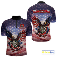 Load image into Gallery viewer, American Flag Eagle Dartboard &amp; Arrow Men Darts Quarter-Zip Shirt Custom Patriotic Dart Team Shirt NYN2659