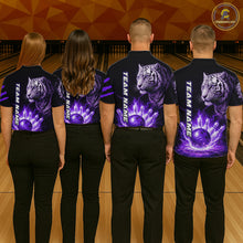 Load image into Gallery viewer, Purple Flames Tiger Custom Women Bowling Polo &amp; Quarter-Zip Shirts Flame Bowling Team Jerseys NYN3012