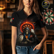 Load image into Gallery viewer, Custom Smoke Grim Reaper Flames Dartboard Dart Women Polo Shirt Outfits Dart Jerseys NYN1616