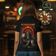 Load image into Gallery viewer, Custom Smoke Grim Reaper Flames Dartboard Dart Women Polo Shirt Outfits Dart Jerseys NYN1616
