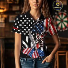 Load image into Gallery viewer, Custom USA Flag Dart Arrow Dart Women Polo Shirt Grunge Patriotic Dart Team Jerseys NYN1627