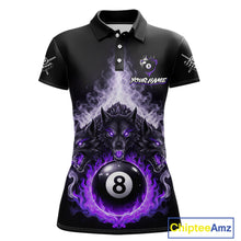 Load image into Gallery viewer, Custom Horror Wolfs Black Purple Smokes Pool 8 Ball Women's Billiard Team Shirt Billiard Attire NYN2667