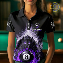 Load image into Gallery viewer, Custom Horror Wolfs Black Purple Smokes Pool 8 Ball Women's Billiard Team Shirt Billiard Attire NYN2667