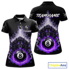 Load image into Gallery viewer, Custom Horror Wolfs Black Purple Smokes Pool 8 Ball Women's Billiard Team Shirt Billiard Attire NYN2667