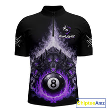 Load image into Gallery viewer, Custom Horror Wolfs Black Purple Smokes Pool 8 Ball Men's Billiard Team Shirt Billiard Attire NYN2667