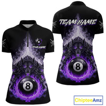 Load image into Gallery viewer, Custom Horror Wolfs Black Purple Smokes Pool 8 Ball Women's Billiard Team Shirt Billiard Attire NYN2667