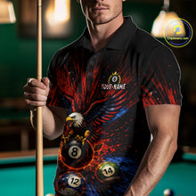 Load image into Gallery viewer, Custom Grunge Paint Blue &amp; Red Eagle Pool 8 Ball Men's Billiard Team Shirt Billiard Attire NYN2670